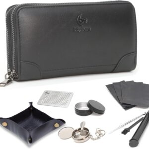 PU Leather Pouch, Small Organization Bag with 8 Accessories, Party Kit Portable, Tray Set, Travel Case, 9 Piece Aromatherapy Tools, Gift for Women or Men, Unisex