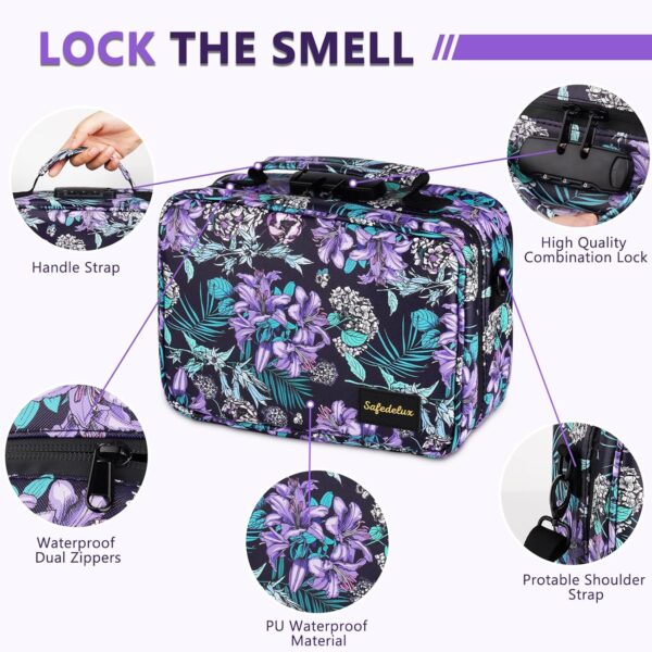 Smell Proof Bag, Christmas Gift Set for Friends, Smell Proof Bags with Combination Lock Scent Proof Smoking Tobacco Set, Odorless Rolling Tray Carbon Lining Organizer Travel Medicine Bags - Image 5