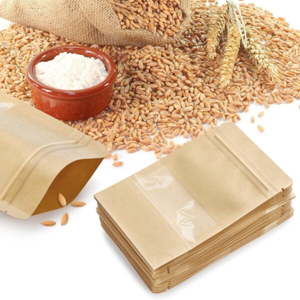 100 Pcs Small Resealable Seed Envelopes, Mini Zip Lock Kraft Bags with Window, 3.5"x5.5" Coffee Sample Bags Resealable Ziplock Bags, Small Business for Samples Bags, Food Storage Bags - Image 7