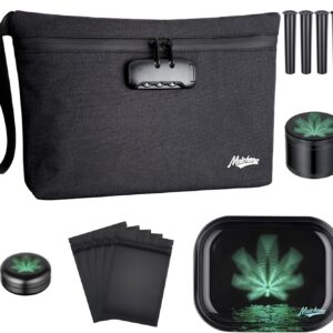 Smell Proof Bag with Combination Lock, Large Smell Proof Containers, Carbon Lined Odor Proof Pouch Featuring Premium Accessories, Water Resistant Fabric and Airtight Zipper