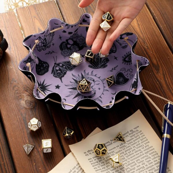 CiyvoLyeen Rolling Black Drawstring Bag with Felt DND Dice Tray - Perfect for RPG Players, Tabletop Gamers, DND Accessories Gifts - Ideal for Jewelry, Coins, Keys - Image 7