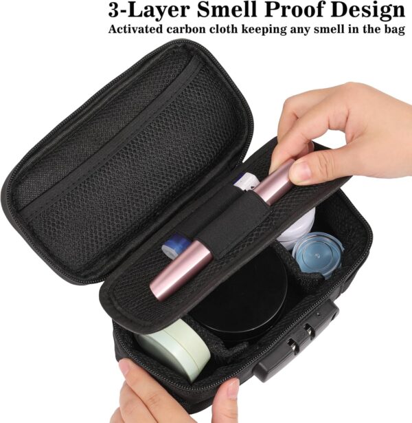 Smell Proof Bag, Carbon Lined Smell Proof Stash Box, Smell Proof Container with Combination Lock, Odor Proof Bags for Portable Travel Storage (Black) - Image 4