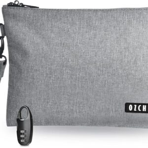 OZCHIN Smell Proof Bags Money Bag Certificates Organizer Lock Bag Travel Storage Case 11 x 8 inch with Combination Lock