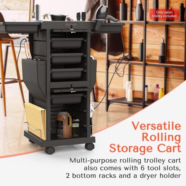 TASALON Ultimate Salon Station Cart 6 Lockable Trays & 2 Tray Holders - Image 3