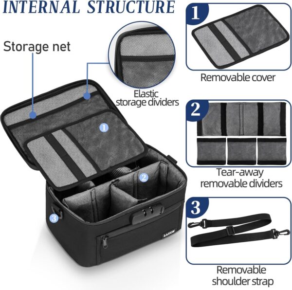 Smell Proof Bag with Lock - Smell Odor Proof Pouch Case with Easy Grip Handle and Clapboard- for Travel Stash Storage - Large - Black - Image 2