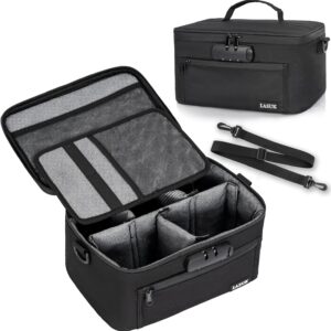Smell Proof Bag with Lock - Smell Odor Proof Pouch Case with Easy Grip Handle and Clapboard- for Travel Stash Storage - Large - Black