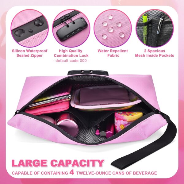 Storage Bag with Combination Lock Cosmetic Money Organizer Pouch Travel Medicine Lock Bag Case - Image 3