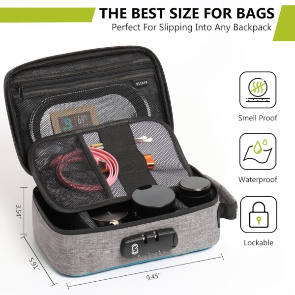 OZCHIN Smell Proof Bag with Combination Lock 9.5" x 6" x 3.5" File Organizer Case Container Medicine Lock Bag Travel Storage Case Safe Bag for Documents and Valuables Storage - Image 4