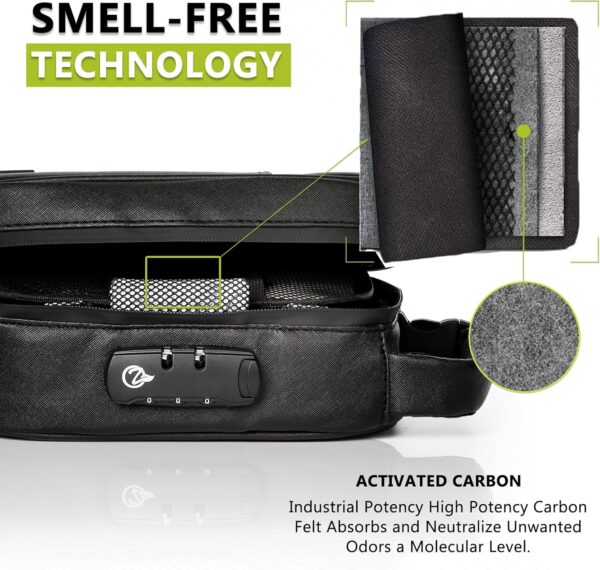 OZCHIN Large Smell Proof Bag with Combination Lock Odor Proof Lock Box Travel Storage Case Activated Charcoal Bag Great Christmas Gift (Jet Black) - Image 4