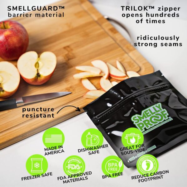 10pk 4-MIL Thick HEAVY DUTY Smelly Proof Reusable Bags Black, USA-Made, Reusable Food Storage Bags, Reusable Sandwich Bags, Reusable Freezer Bags, Non-Silicone Bags, 10 x Reusable Ziplock Bag, 6" x 4" - Image 4