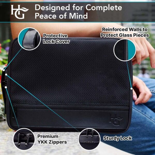 Herb Guard Large Smell Proof Bag & Case with Combination Lock (Holds Up to 3 Ounces) - includes YKK Zippers, 50ml Smell Proof Container and Jar, Built in Tray & Travel Bags (Black) - Image 4