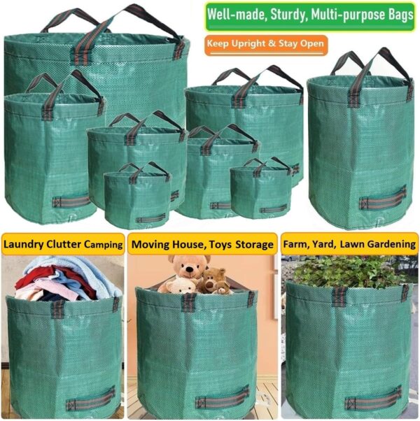 Standard 2-Pack 32 Gallon Yard Garden Bags (D18, H30 inch) with Gardening Gloves for Yard Waste,Debris Bags,Recycling Bin,Camping Trash Container,Laundry Bag,Lawn Grass Clippings,Leaf Bag w/ 4 Handles - Image 3