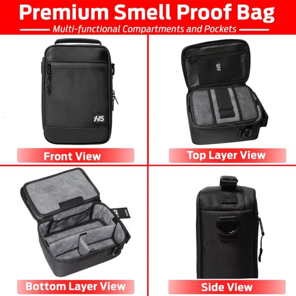 H5 Large Smell Proof Stash Box Set - Premium YKK Zippers - Odor Proof Dog Tested Bag Plus Smellproof Container, 4X Resealable Pouches, Strap, Combo Lock- Smell Proof Case/No Scent Travel Storage Bag - Image 4