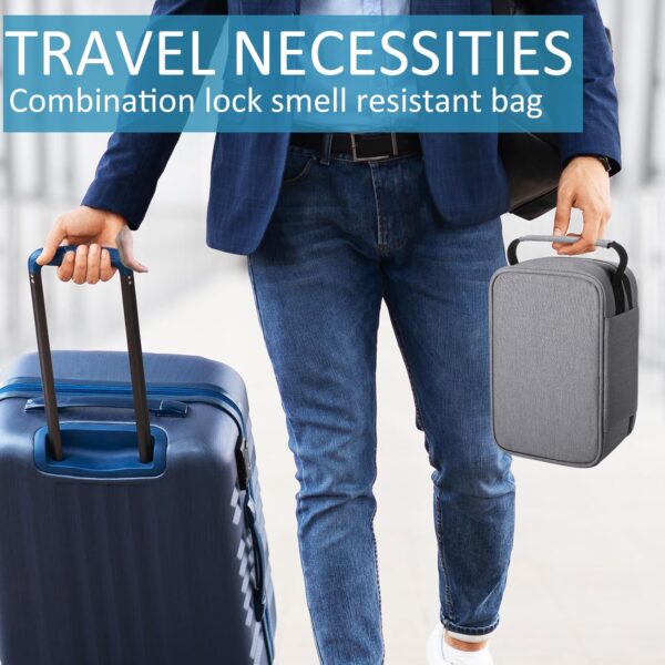Smell resistant Bags with Combination Lock Storage Organization Container Tray, Jar, Tubes Seal Bags for Travel Gift for Men Women Home Storage Accessories(Gray) - Image 4