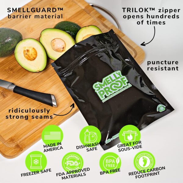 10pk 4-MIL Reusable Food Storage Bags, Reusable Sandwich Bags, Reusable Freezer Bags, BPA Free, No PEVA, Non-Silicone Bags for Food Storage, Reusable Snack Bags, 10 Black Smelly Proof Bags 6.5" x 7.5" - Image 4