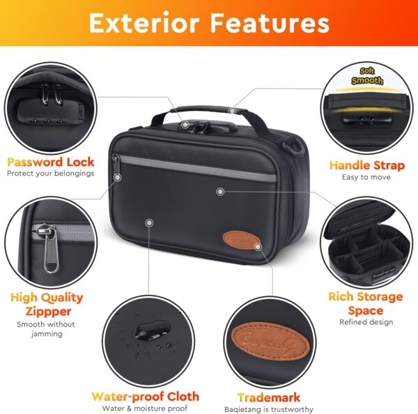 BOYISTARGLarge Storage Bag with 10 Small Items ，Combination Lock, Portable Lock Bag Set Travel Case Great Christmas Gifts for Men, Black - Image 3