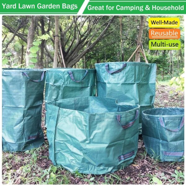 Standard 2-Pack 32 Gallon Yard Garden Bags (D18, H30 inch) with Gardening Gloves for Yard Waste,Debris Bags,Recycling Bin,Camping Trash Container,Laundry Bag,Lawn Grass Clippings,Leaf Bag w/ 4 Handles - Image 6
