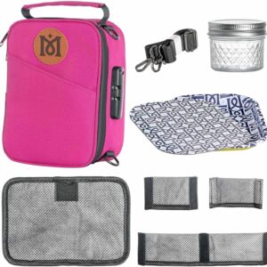 MAGICAL BUTTER Smell-Proof Bag with Combination Lock - Portable Smell-Proof Bag with Tray & Smell-Proof Jar - Secure Organizer Bag for Travel Packing, Portable Storage & Lunch - Pink