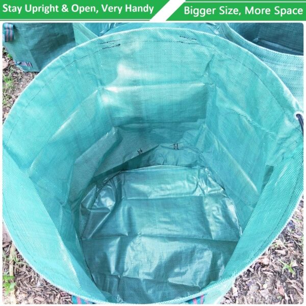 Standard 2-Pack 32 Gallon Yard Garden Bags (D18, H30 inch) with Gardening Gloves for Yard Waste,Debris Bags,Recycling Bin,Camping Trash Container,Laundry Bag,Lawn Grass Clippings,Leaf Bag w/ 4 Handles - Image 5