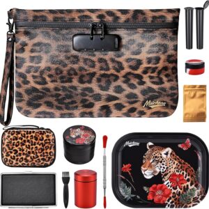 Storage Bag with Combination Lock and Accessories Travel Medicine Bag Container Money Cosmetic Organizer Great Christmas Gifts for Women Leopard