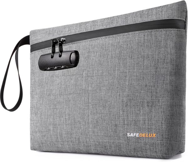 Smell Proof Bag with Combination Lock,11.5'' x 8.6'' Odor Proof Container Carbon Lining Smoking Tobacco Pipe Pouch, Odorless Durable Travel Organizer Cases (Gray)