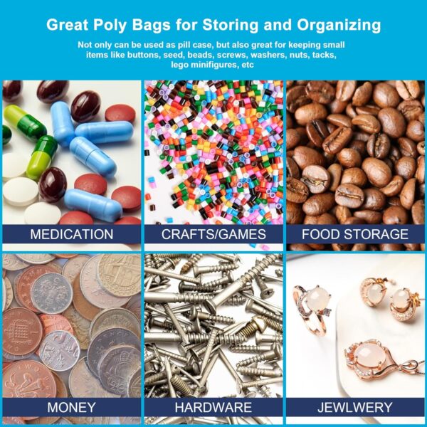 1.5''x 1.5'', (Pack of 100) 2 mil Thick Clear Plastic Reclosable Zip Poly Bags with Resealable Lock Seal Zipper for Photo, Jewelry, Bakery, Treats, Travel, Storage, Packaging & Shipping… - Image 8