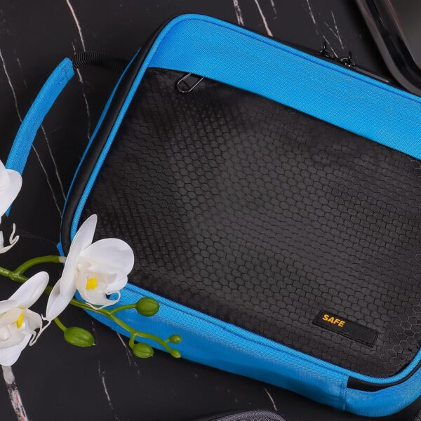 Storage Bag With Combination Lock, Carbon Lining Locking Storage Bag Lockable Organizer Cases Removable Dividers Water Resistant Zipper Great Choice for Travel (Blue) - Image 7