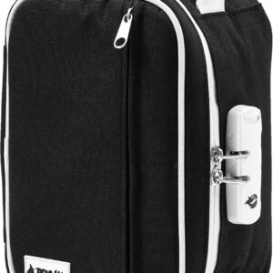 Bag with Combination Lock, Medicine Container Case For Your Accessories (8.5x5.5x4, Black)
