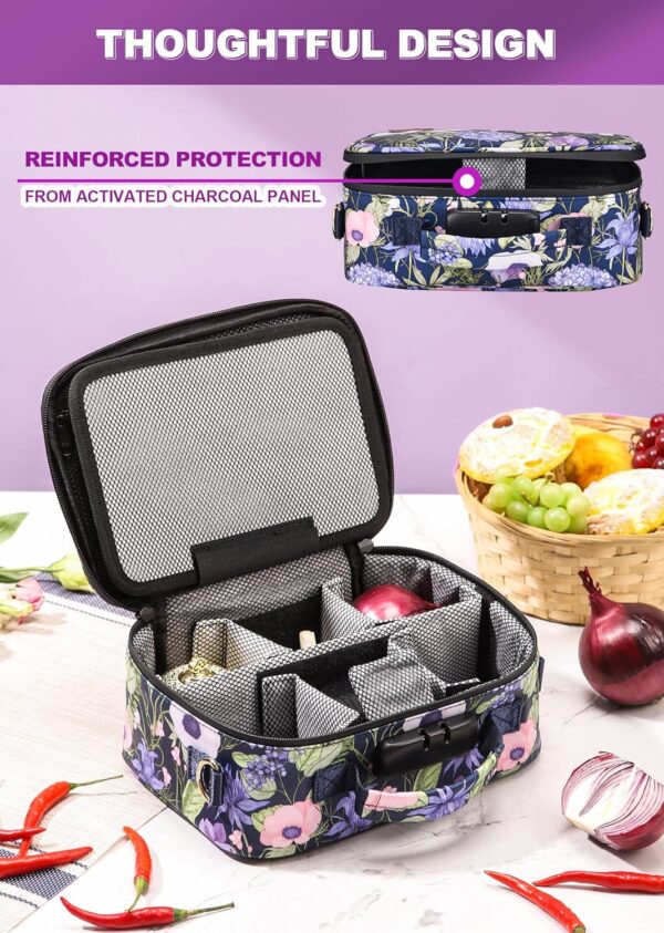 Smell Proof Bag With Combination Lock, Large Stash Box, Odor Proof Container, Portable Travel Storage Case, Activated Charcoal, Purple - Image 7